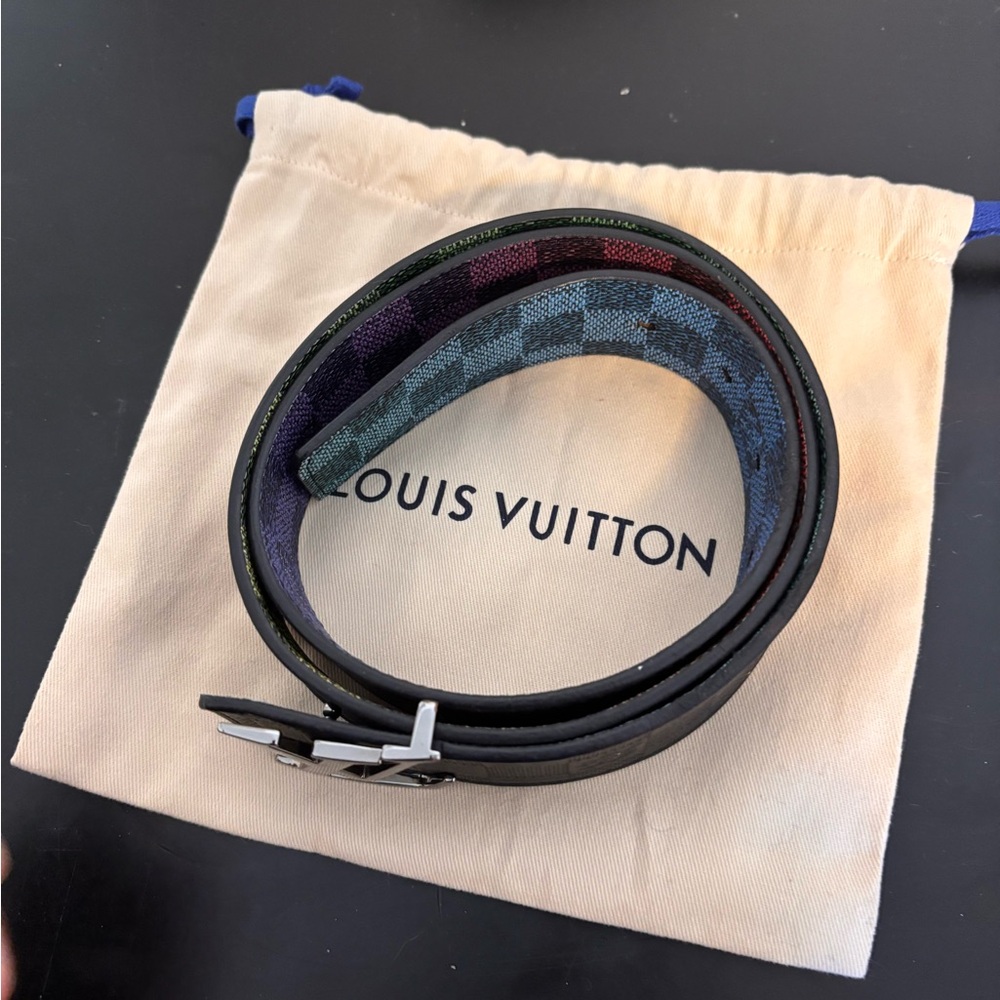 Louis Vuitton Rainbow Damier Belt with Silver Buckle
Reversible black - Picture 4 of 6
